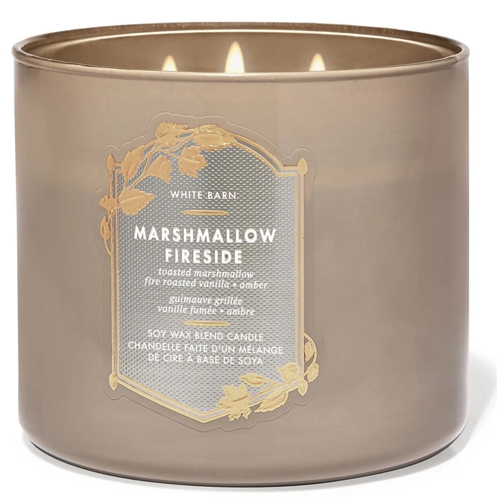 🕯️BATH & BODY WORKS 🕯️ WHITE BRAN Marshmallow Fireside 3-Wick Candle